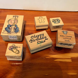 Lot 6 Baby Boy Shower Announcement Scrapbooking Stamps Ephemera Crafting DIY